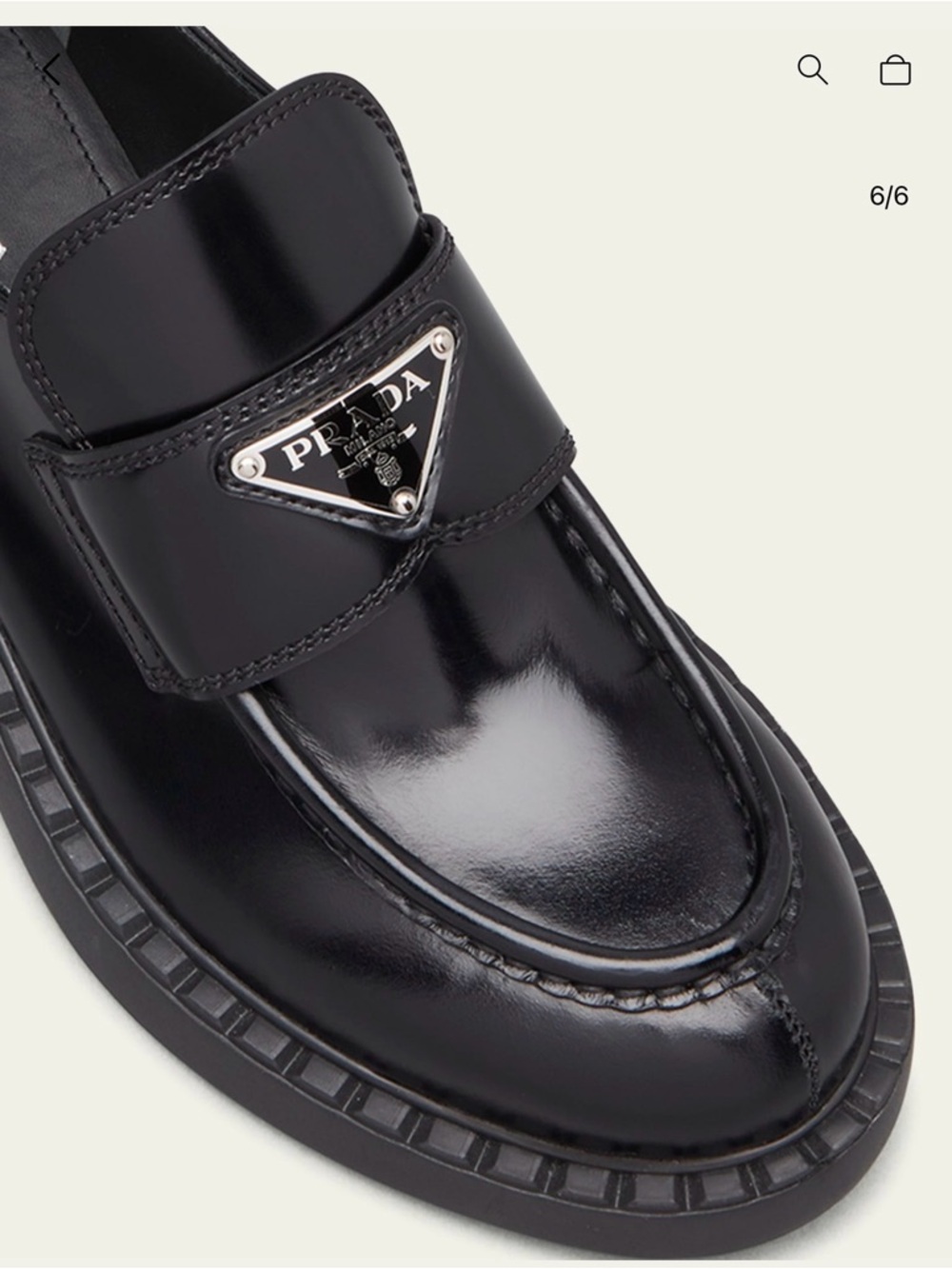 Prada Black Leather Logo Penny Loafers - Picture 2 of 5